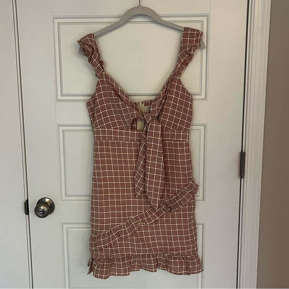 SALE Storia Red and White Checkered Mini Dress | M